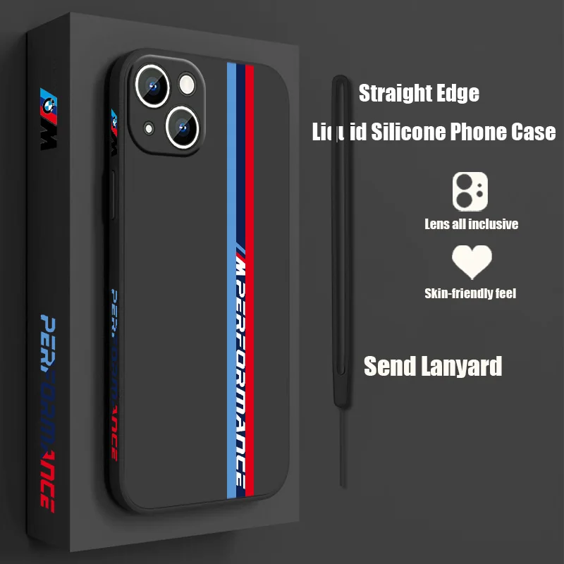 

Luxury BMW Sports Drift Car Phone Case For Apple iPhone 14 13 12 mini 11 Pro 8 7 6S 6 Plus XR XS X Max Liquid Left Rope Cover