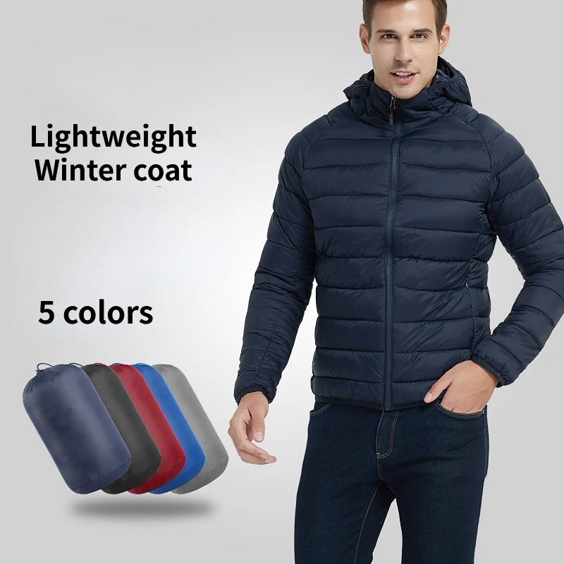 Men's Hooded Down Cotton Jacket High Quality Waterproof Lightweight Winter Warm Quilted Coat Slim Fit Fashion New Spring Autumn