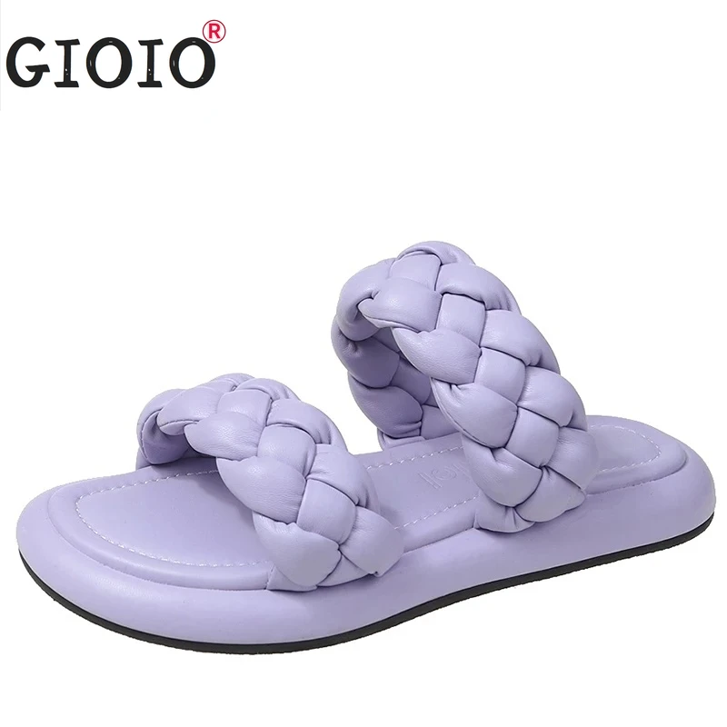 

2022 New Purple Bread Cross Flip Flops Women Platformform With Summer Slippers Fashion Peep Toe Women Mules Slides shoes