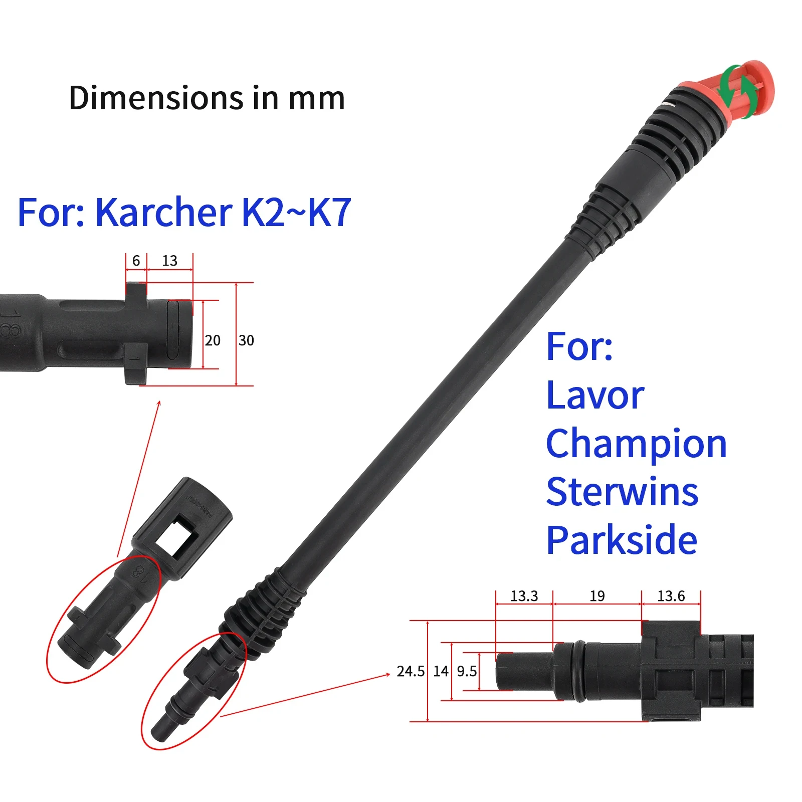 Насадка для автомойки поворотная турбо трубка высокого давления Karcher Champion Lavor Deko