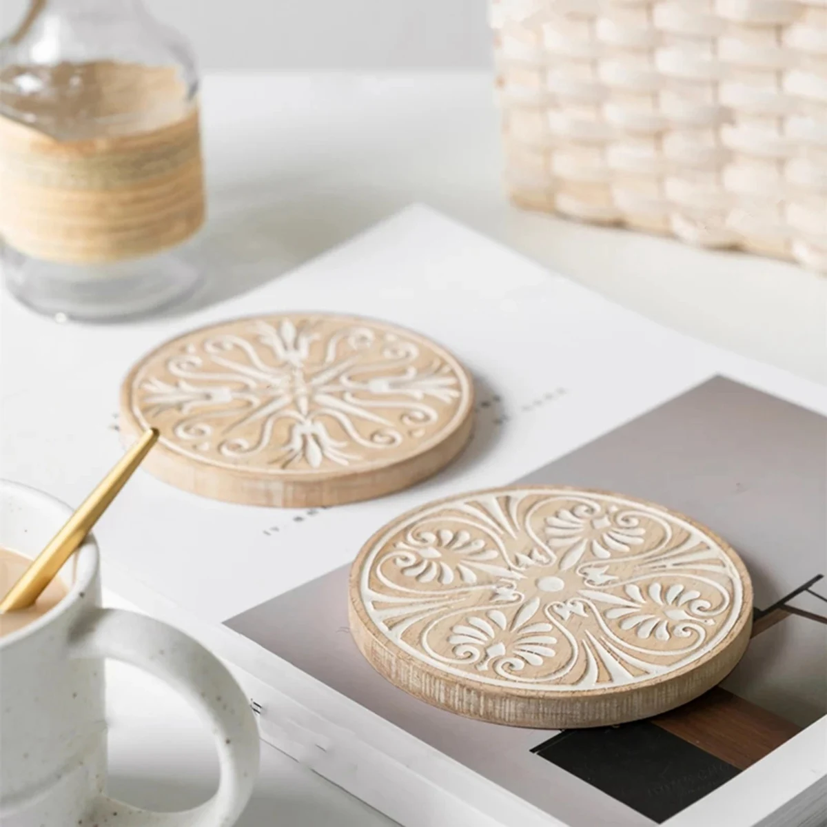 Круглая подставка из пробки деревянная для поддонов термостойкий Коврик