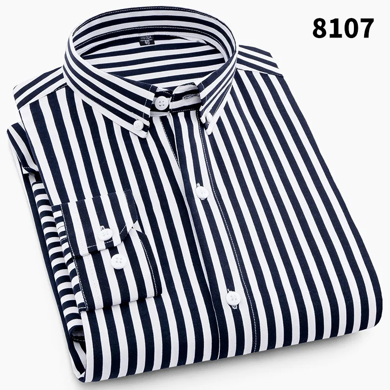2022 New Spring and Autumn Men's Long Sleeve Casual Business Slim Fit Printed Shirt Korean Youth Stripe British Shirt