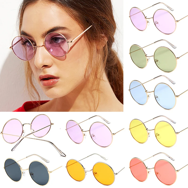 

New Eye Glasses Shades Metal Frame Round Glasses Colorful Eyeglasses Goggles Eyewear Outdoor Sunscreen Portable Multicolored