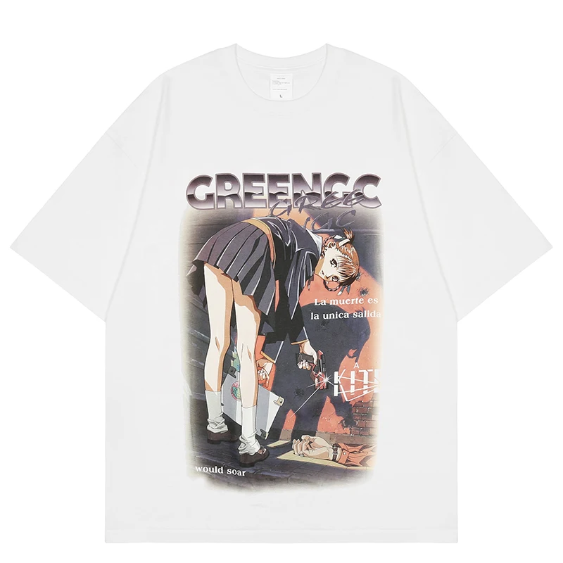 Женская уличная Футболка Harajuku с японским рисунком хлопковая Повседневная