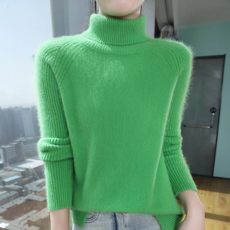 Водолазка 100% норковый кашемировый вязаный свитер женская зимняя верхняя одежда