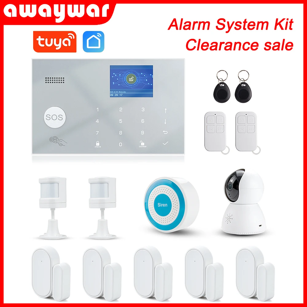 

Система сигнализации Awaywar Tuya 433 МГц беспроводной Wi-Fi GSM RFID комплект безопасности приложение дистанционное управление защита от взлома умный дом PIR детектор двери