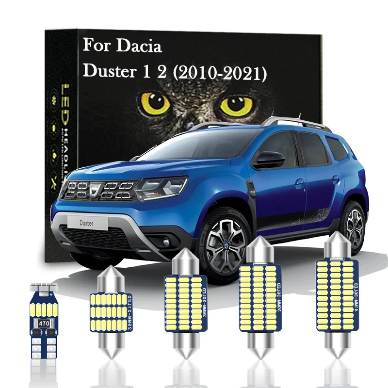 

Автомобильные аксессуары Canbus для Dacia Duster 1 2 MK1 MK2 2010 2011 2014 2015 2016 2018 2019 2020 2021, комплект светодиодов для внутреннего освещения