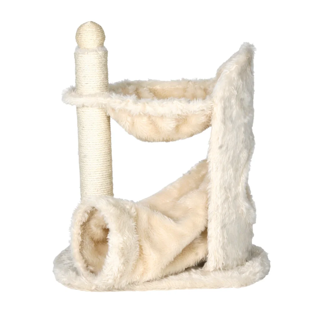 

Baza Gandia Sisal & Plush 1-Level 26.8" Cat Tree with Scratching Post, Hammock & Tunnel, Cream