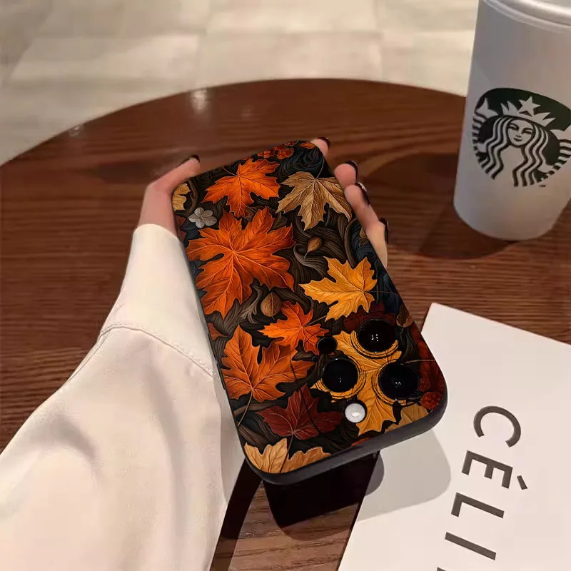 Фото Чехол для телефона с узором кленовых листьев для Xiaomi Poco X7 Pro, чехлы Poco M6 Pro 4G X6 X5 X3 F7 F5 F6, силиконовый мягкий чехол Fundas №5