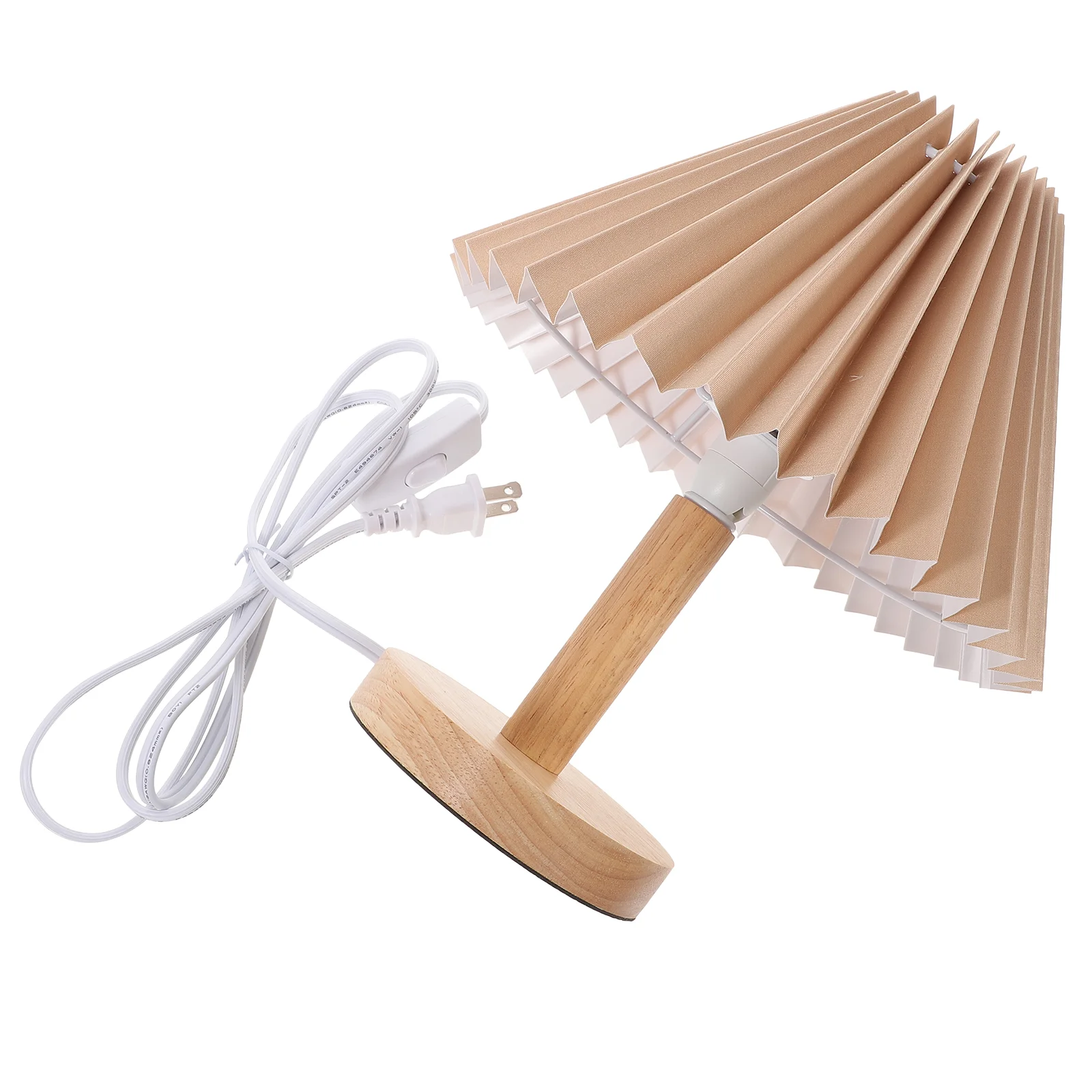 

Table Decor Solid Wood Desk Lamp Skirt Lampshade Night Adornment Bedside Light Mini Pleated Office