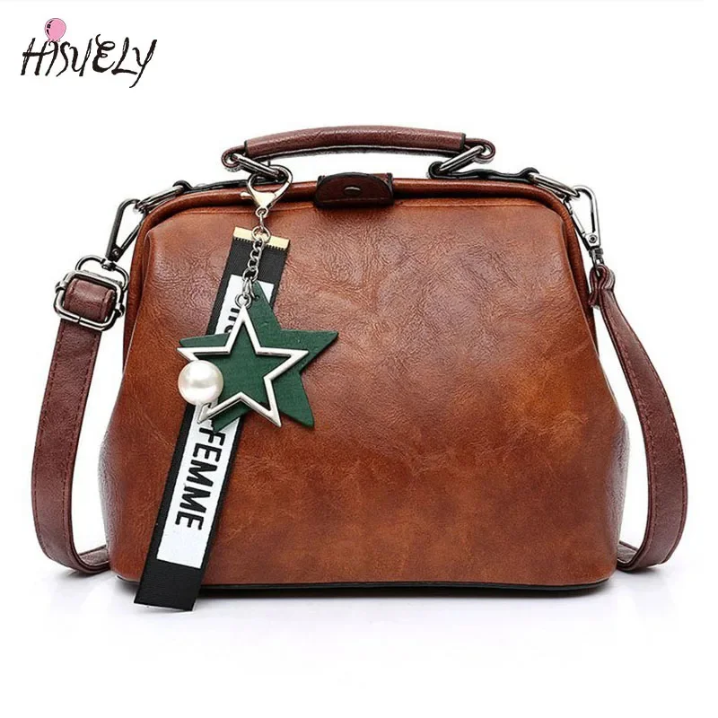 

Women Handbag Leather Shoulder Bag Female Doctor Crossbody Bag Tote Star Pendant Tassel Rivets Casual Famous Designer Women Bags