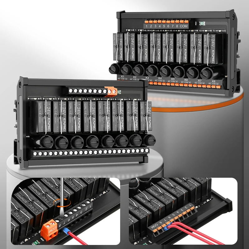 ENMG пружинное 8-позиционное реле 16-позиционный модуль постоянного тока 24 В 12
