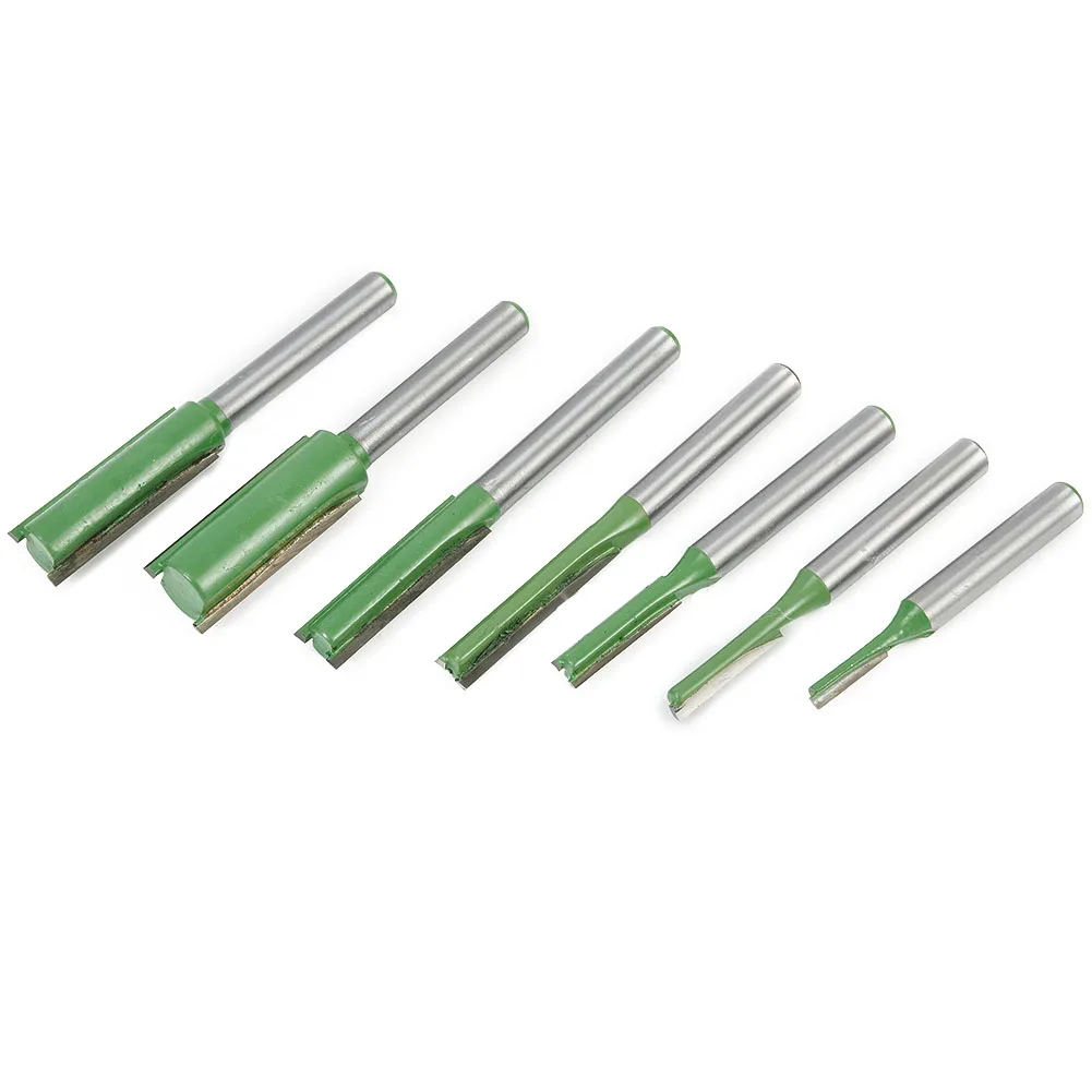 

7Pcs/set 6mm Shank Single Double Flute Straight Router Tungsten Carbide Router Bit Milling Cutter For Woodworking Tool