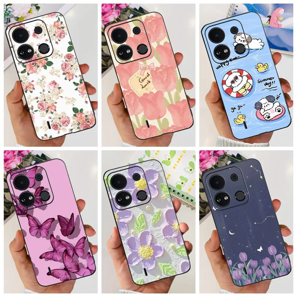 Чехол для itel A04 6 3 дюйма модный дизайн цветы бабочки мягкий чехол из ТПУ ITEL A 04