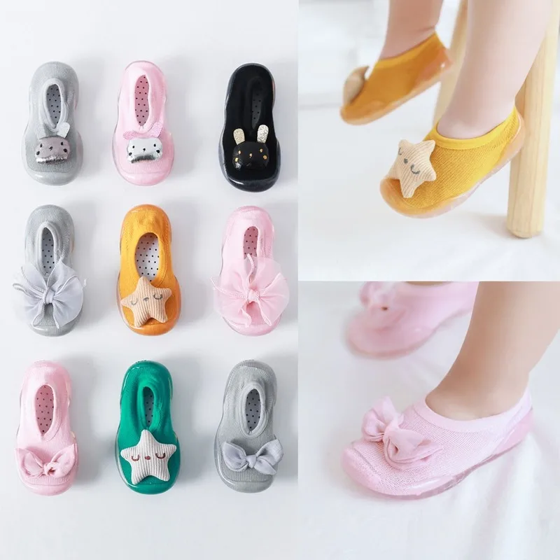 Toddler Baby Girls Sock Shoes Kids Rabbit Soft Sole Rubber Shoes for girl boys Socks Slipper Infant Baby Soft Anti-slip Shoes