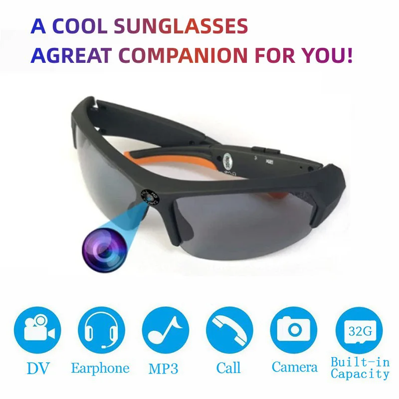 

Invisible Camera 1080P HD Sunglasses Video Recorder Portable Bluetooth Earphone Mp3 DV Sport Record Micro Action Camcorder Espia