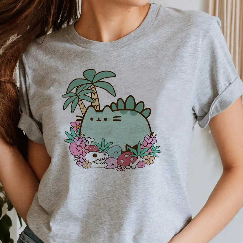 Фото Футболка Pusheen женская с графикой гранж 80-х годов пастель Харадзюку классическая футболка ретро хип-хоп 80-х годов каваи №1