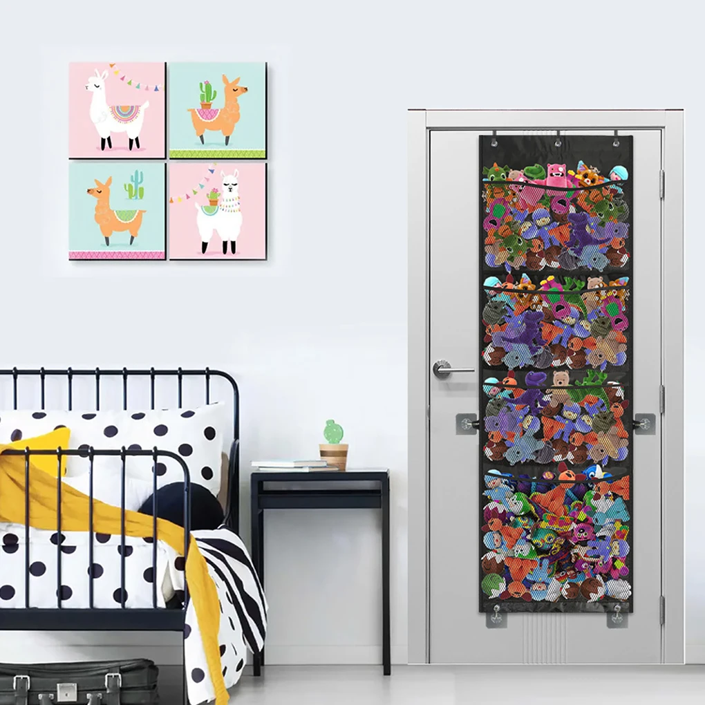 

Toddlers Toys Door Storage Bag Oxford Cloth Hanging with Breathable Mesh Display Dolls Space-saving Organizer Wardrobe