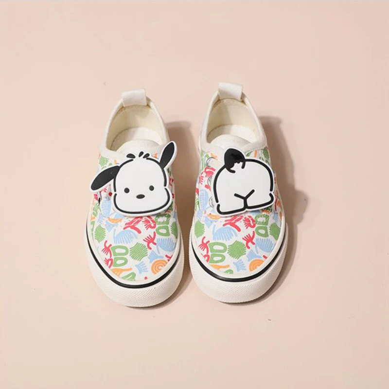 

Kawaii Sanrio Pochacco Canvas Shoes Cartoon Cute Children's Low-top Outdoor Casual Flat Shoes Ins All Match Slip on Shoes Gift