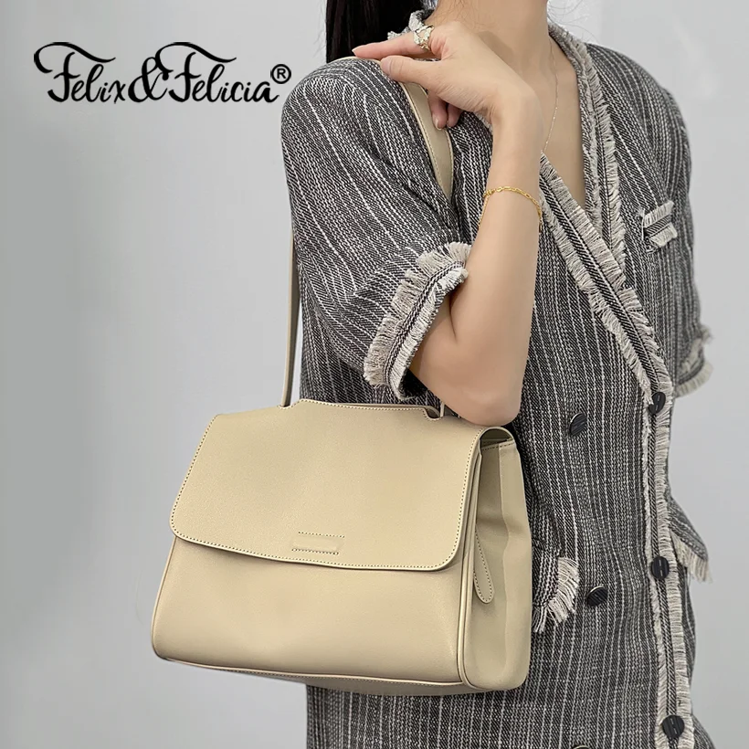 

FELIX & FELICIA Fashion Woman Handbags Genuine Leather Shoulder Ladies Casual Retro Messenger Designer Crossbody Tote Flap Bag