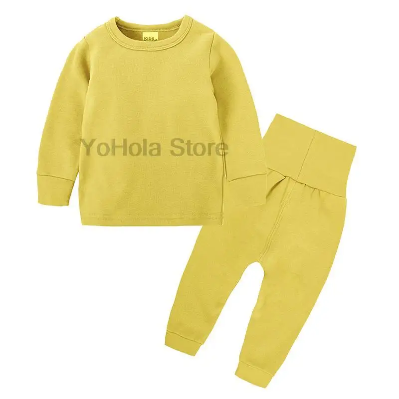 

Baby 2 Piece Pajamas Set Girls Spring Autumn Long Sleeved Clothes Cotton Suit Children Outfits Casual Solid Homewear Suit