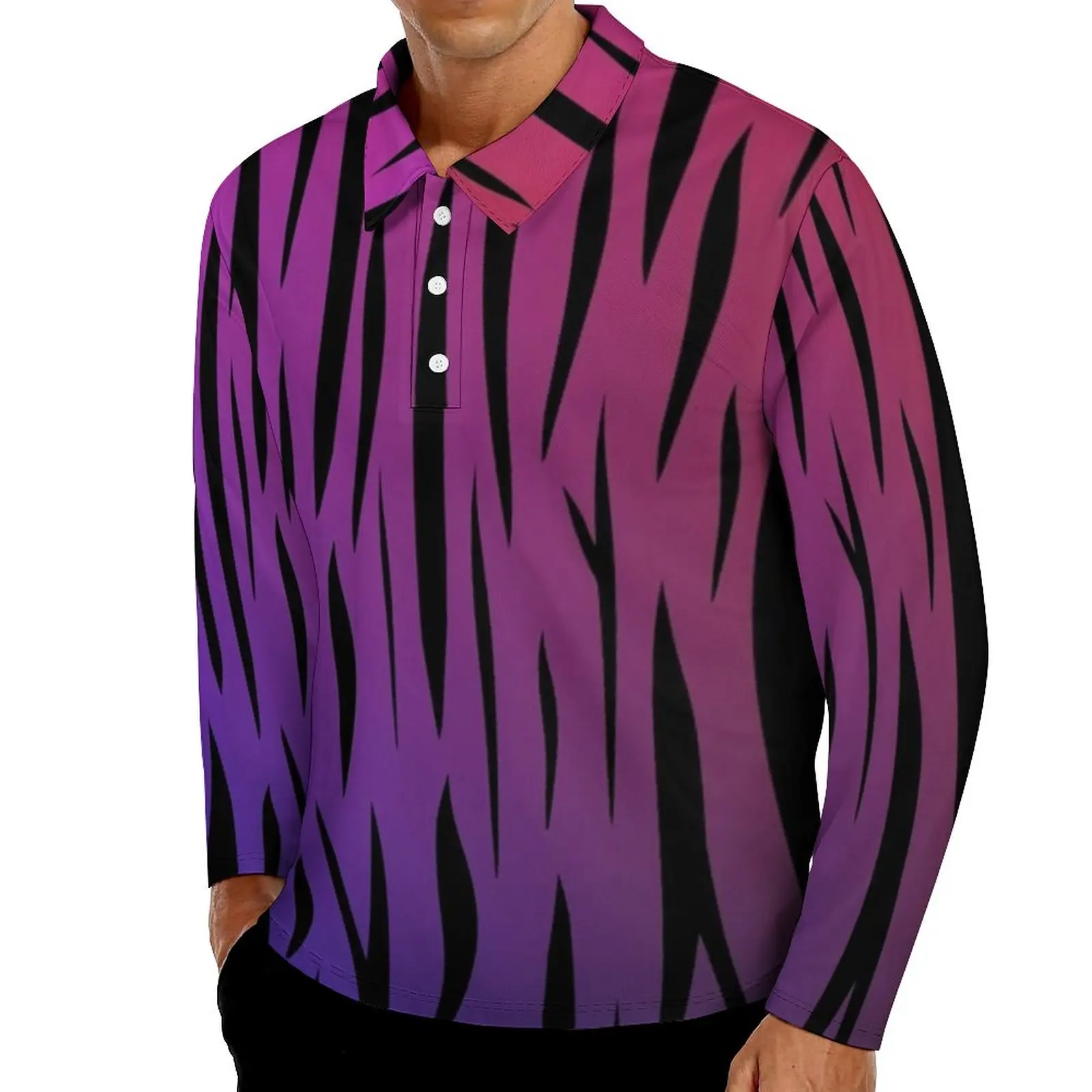 

Рубашка-поло мужская оверсайз с длинным рукавом и отложным воротником