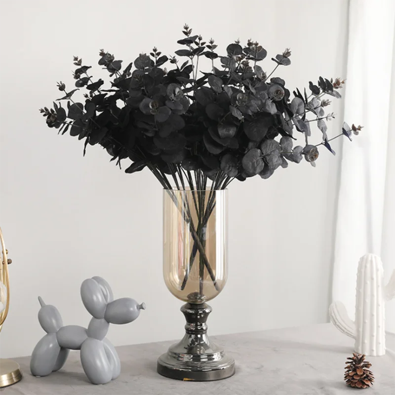 

1PCS Simulation Black Eucalyptus Leaf Fake Flower Simple Home Decoration Artificial Plant Indoor Simulated Plant Walls Decorated