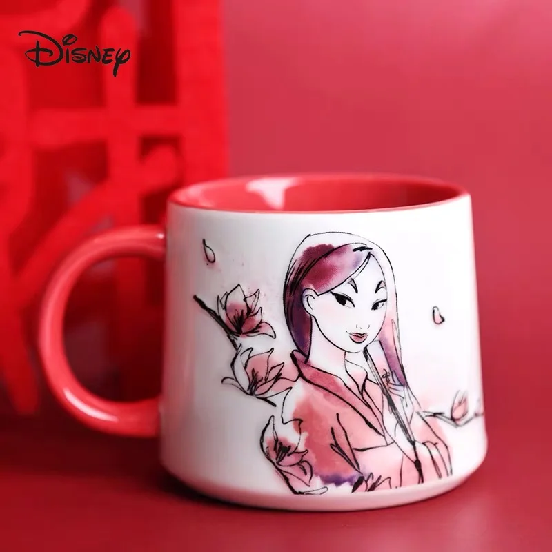 

Disney Princess Peripheral Ceramic Comic Painted Water Cube Mug Breakfast Milk Cup Coffee Cup