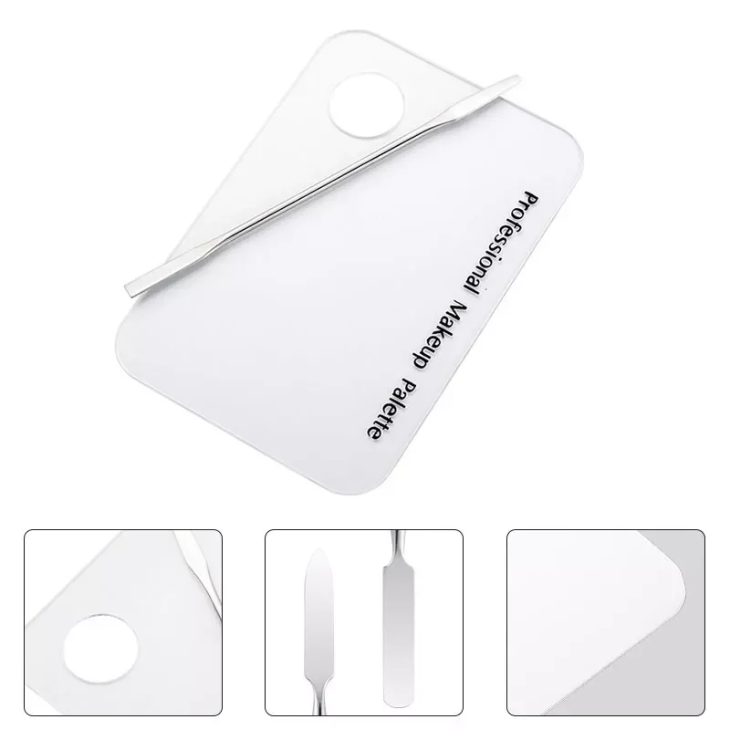 

Palette Clear Acrylic Nail Stamping Plates Polish Gel Mixing Spatula Foundation Eyeshadow Stainless Steel Rod Manicure