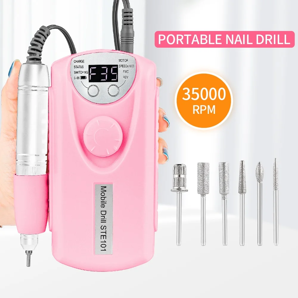 35000RPM Nail Drill Machine Rechargeable Nail Drill Milling 