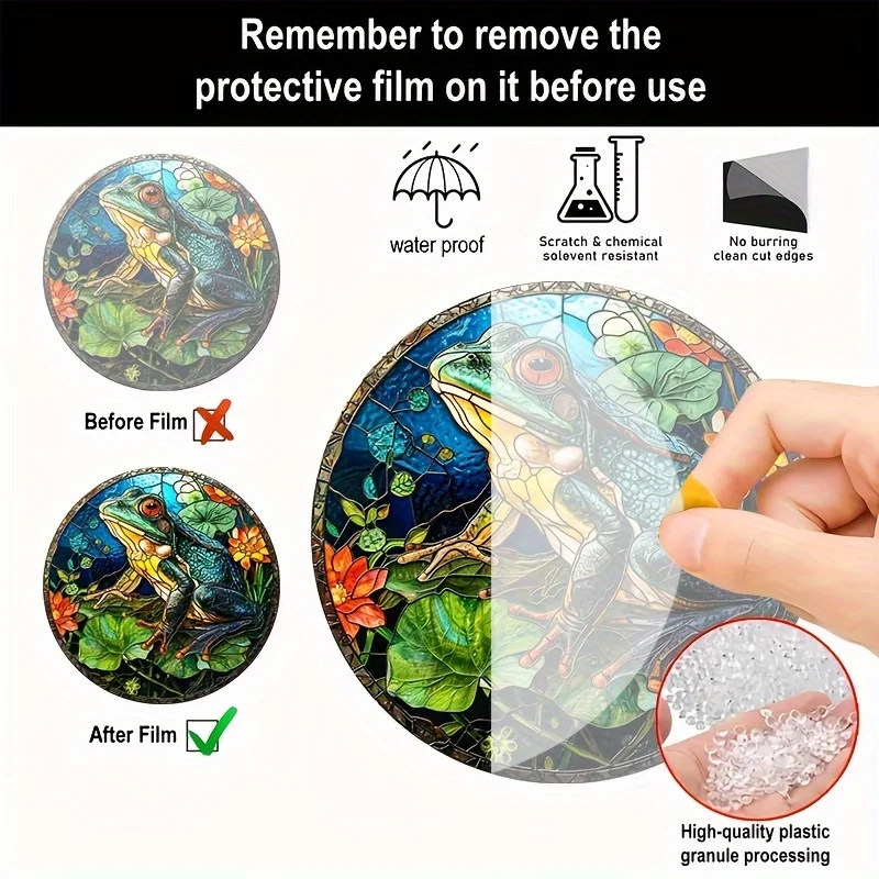 Żaba na liściach lotosu łapacze słońca w stylu vintage witraż wiszące okno prezent dla rodziny przyjaciół wystrój drzwi kolorowa sztuka