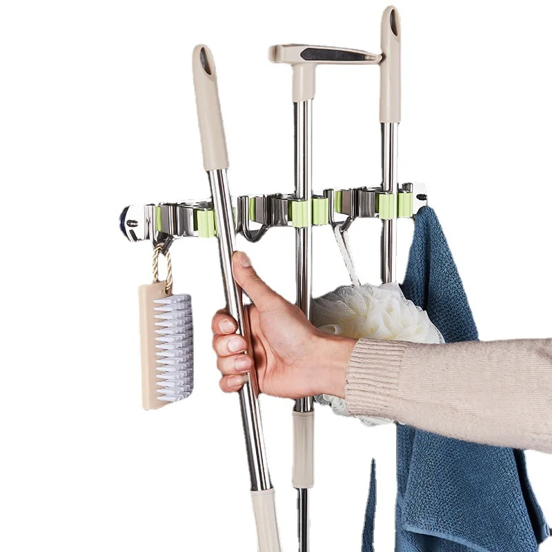 

Mop and Broom Holder Heavy Duty Mop Hanger Wall Mounted Stainless Steel Organizer for Broom Holders Home Laundry Bathroom