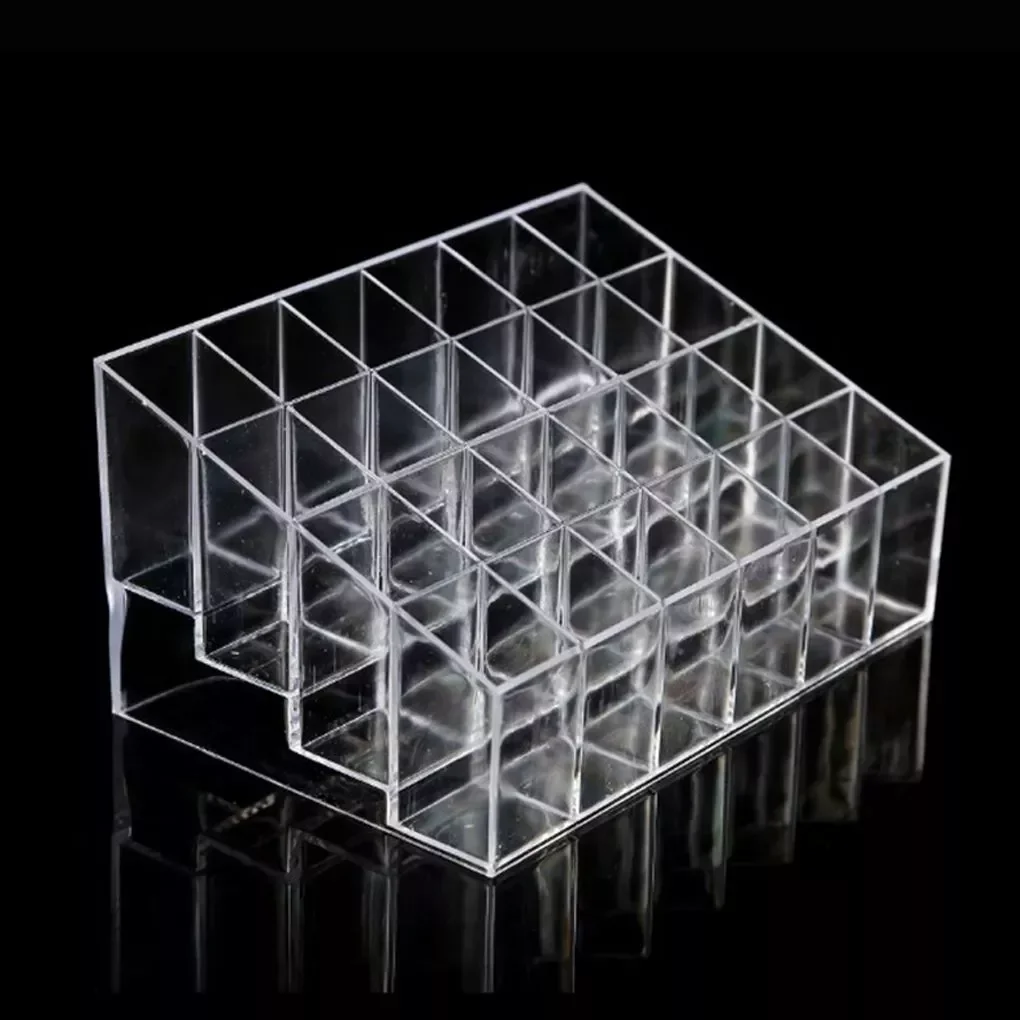 

Clear 24 Grid Lipstick Stand Case Makeup Organizer Storage Box Lipstick Display Stand Holder Cosmetic Jewelry Organizer Box