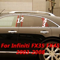 for infiniti fx 35 45 fx35 fx45 2003 2008 car door window middle central column b c pillar black carbon strip stickers cover
