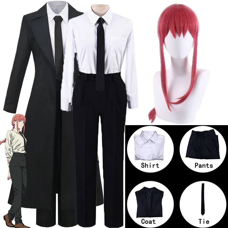 

Chainsaw Man Makima Anime Cosplay Costume Trench Shirt Tie Pants Makima Cosplay Costumes Wig Men Women Suit Halloween Uniform