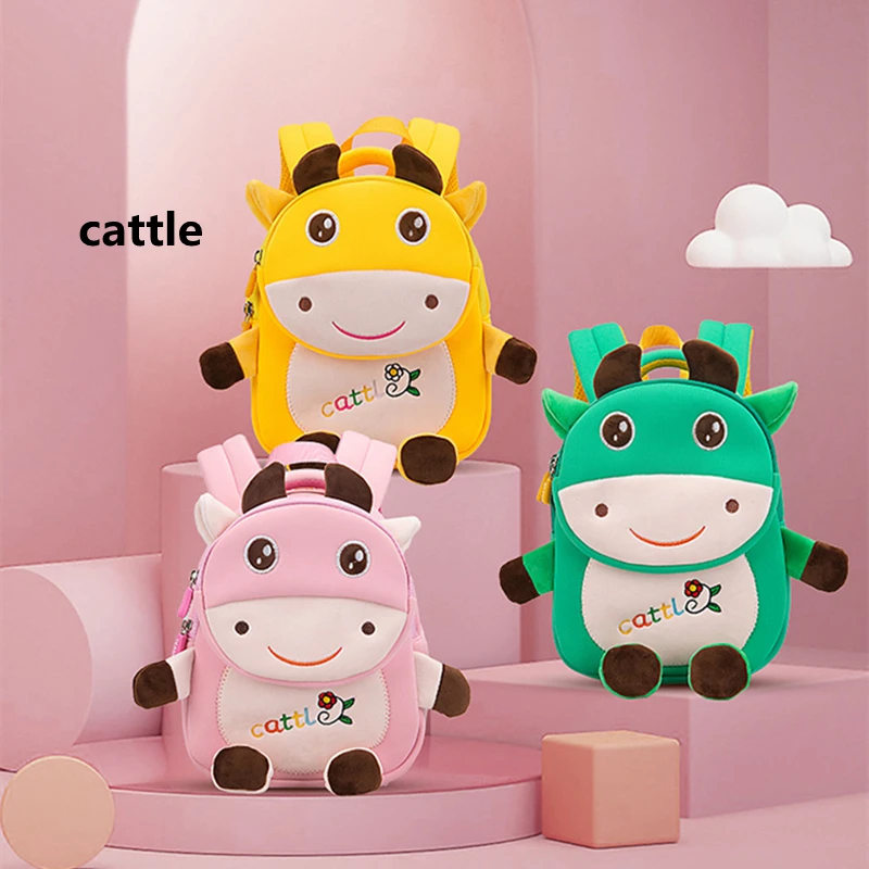 School Anime Backpack for Girls Boys Cute Kids School Bag Cattle Cow Children Schoolbag In Kindergarten Preschool Bag Travel Bag