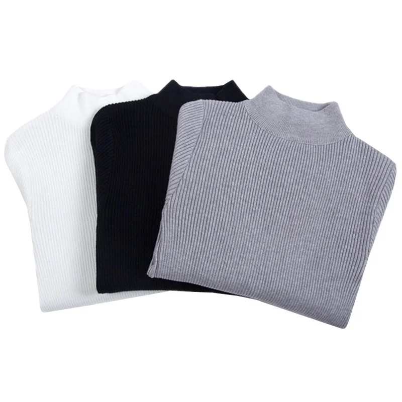 Женский трикотажный свитер с длинным рукавом и высоким воротником