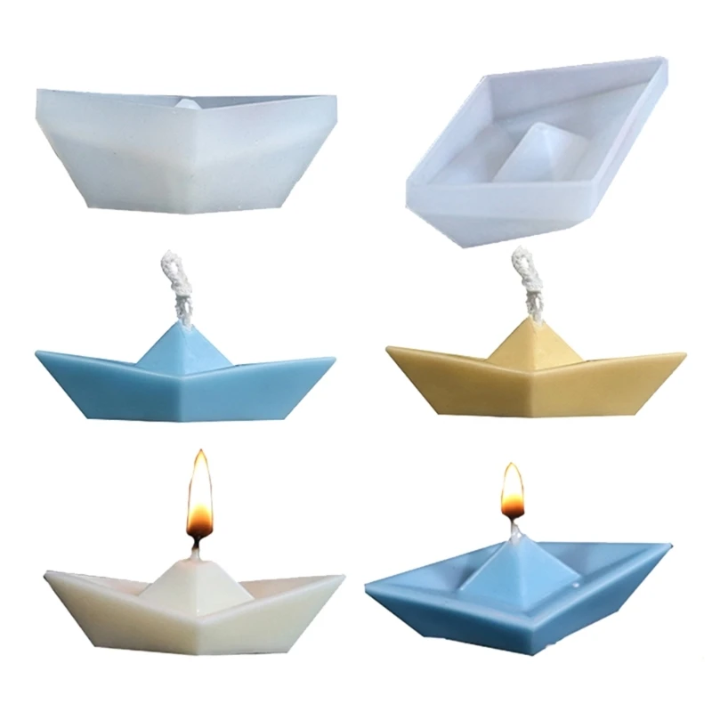 

Non-stick Paper Boat Candles Silicone Mold DIY 3D Aromatherapy Plaster Candle Hand-made Baking Chocolate Dessert Cake Mould Tool