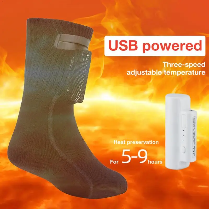 Electric Heated Socks Temperature Adjustable USB Rechargeable Socks Feet Warmer For Man Women Outdoor Sports Keep Foot Warm