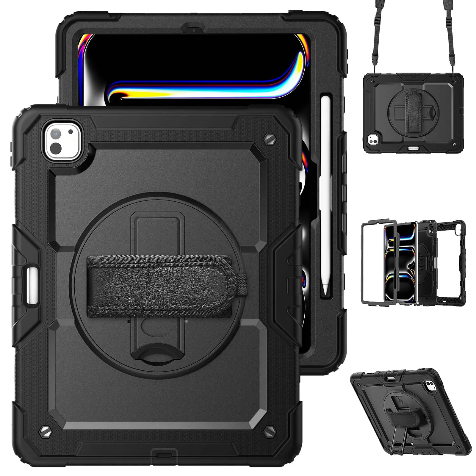 Для iPad Pro 13 дюймов (M4) 2024 противоударный силиконовый чехол в стиле милитари с