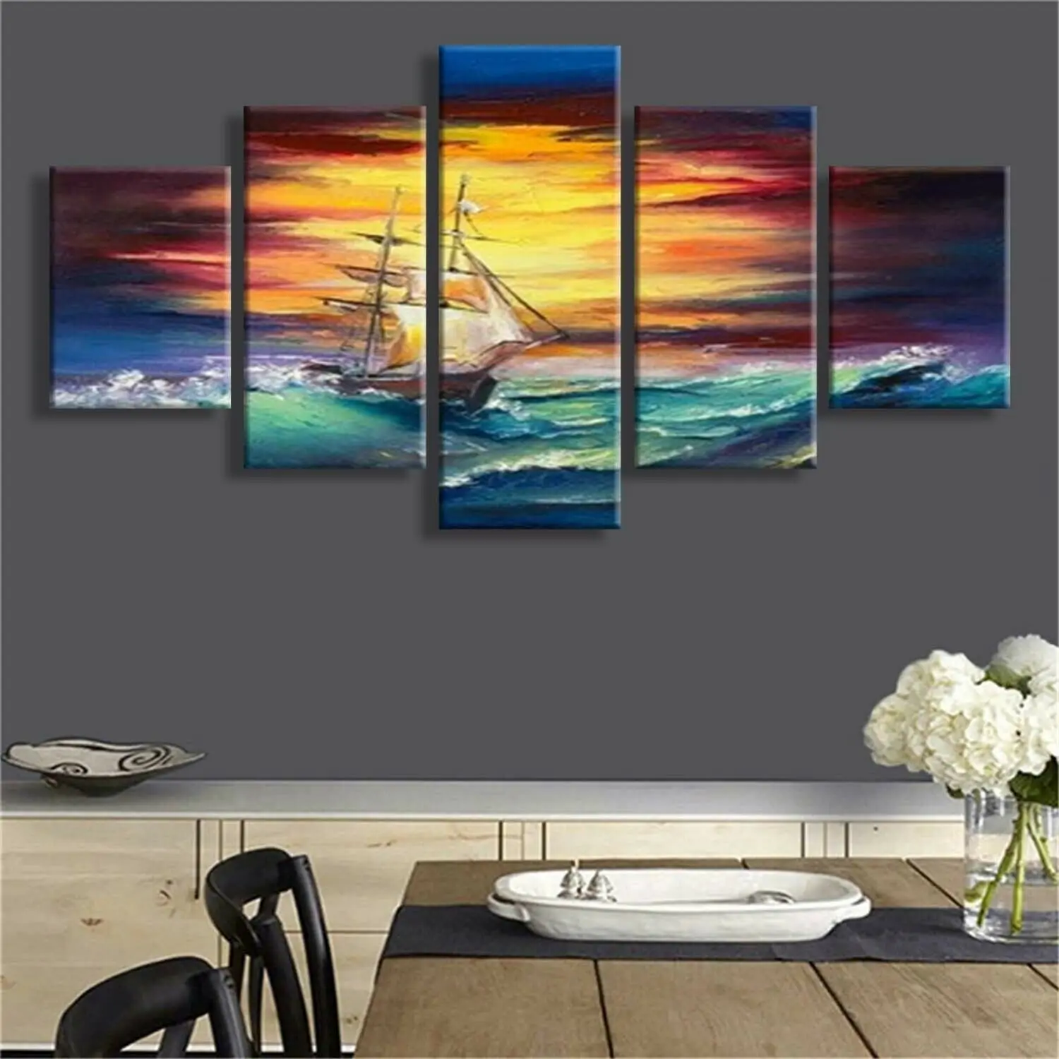 

5 шт. лодка HD Печать холст настенное Искусство Для Гостиной картины постер Декор для комнаты домашний Декор без рамки 5 панелей