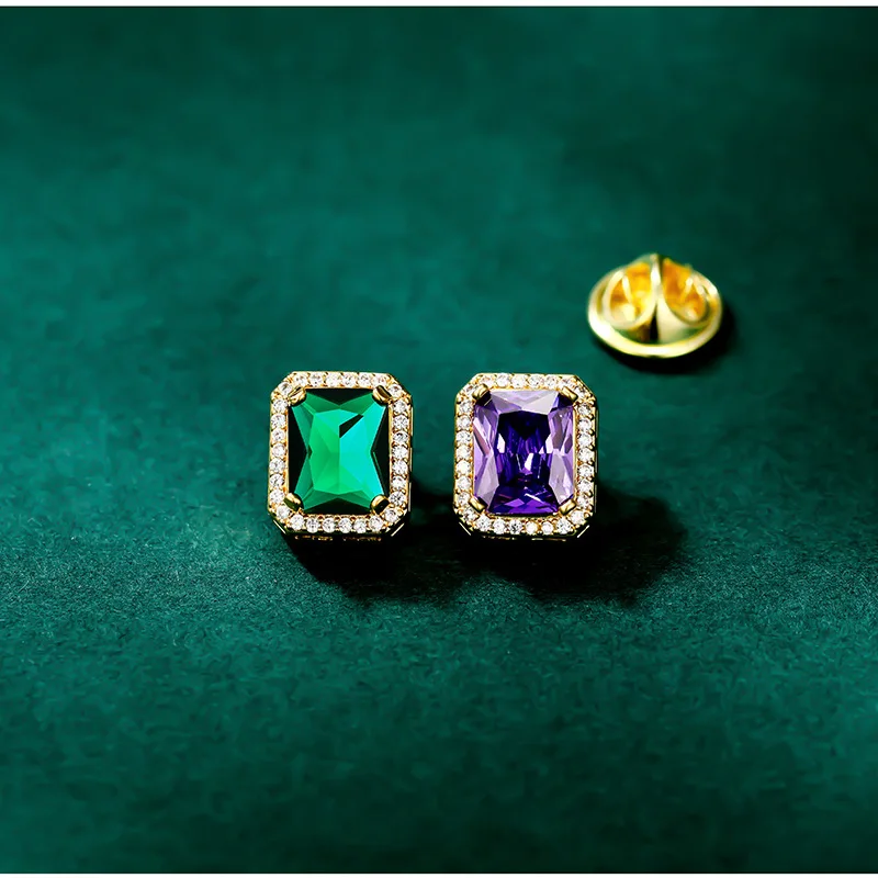 

2 Colors Square Zircon Small Brooches for Women Men Badge Cute Mini Little Gemstone Pin Party Office Brooch Friends Gifts