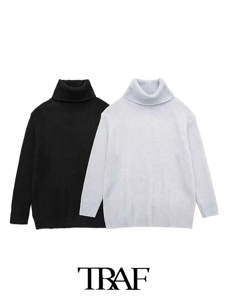 

Женский свитер с длинным рукавом и высоким воротником, свободного покроя