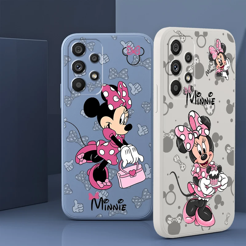 

Liquid Rope Phone Case For Samsung A73 A53 A33 A52 A32 A23 A22 A71 A51 A21S A03S A50 A30 5G Mickey Minnie Baby Anime Cover Capa