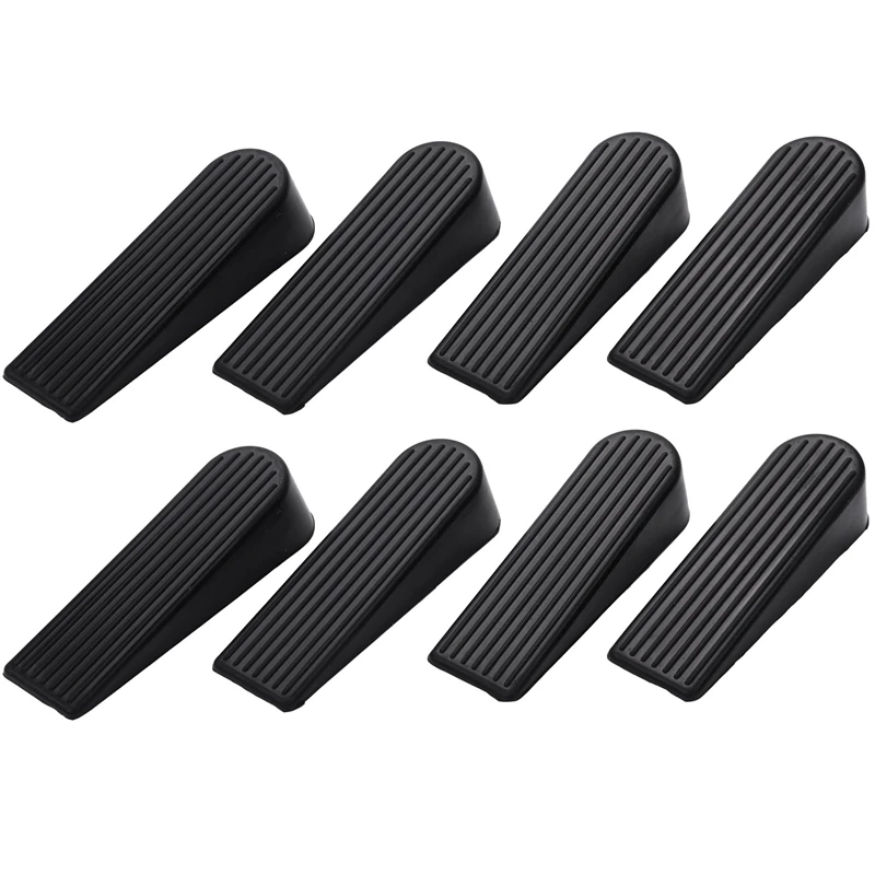 

8 Pack Door Stop Wedges, Rubber Non-Scratching Door Stoppers For Home And Office (Black)
