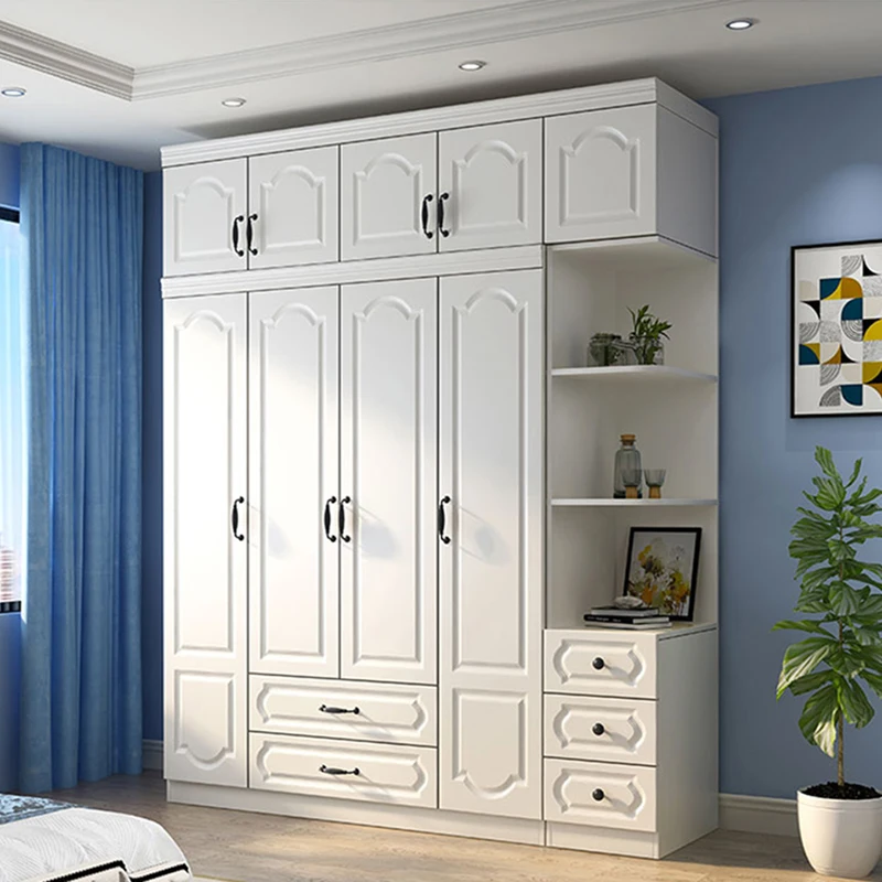 

Wardrobe household bedroom three four five door bedroom storage storage cabinet economic European flat open wardrobe