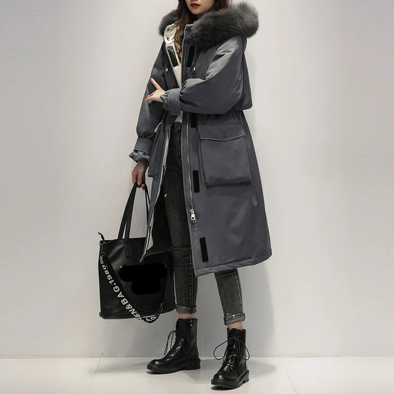 

Женский пуховик, зимние куртки на 90% белом утином пуху, женские парки с капюшоном и воротником из натурального Лисьего меха, женские пальто, ...