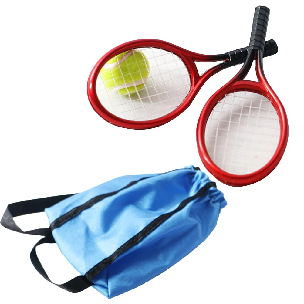 

House Desktop Mini Miniature Tennis And Racket Racket Model Kids Toy Minihouse Tool Toy's Children Decorative Cloth Tablescape