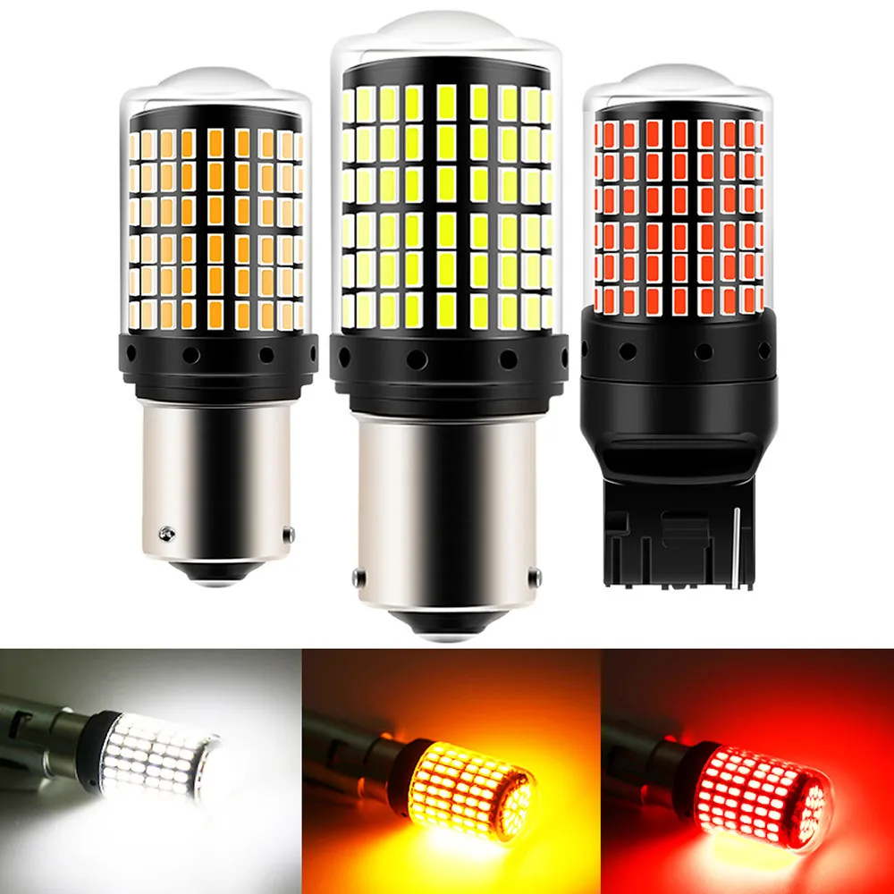 

2 Pcs 1156 BA15S P21W BAU15S PY21W 1157 BAY15D 7440 W21W P21/5W 7443 3157 LED Bulbs 144smd CanBus Lamp Reverse Turn Signal Light