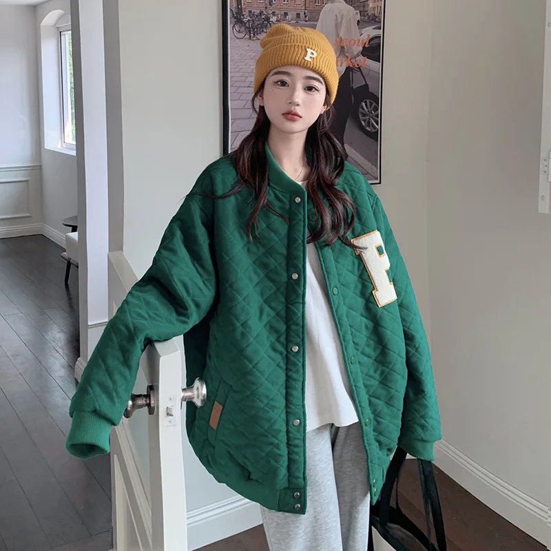 New Winter Coat for Women Jackets Oversize Baseball Jerseys Fur Lined Coat Lamb's Wool Padded Thickened Warm Hip Hop Streetwear